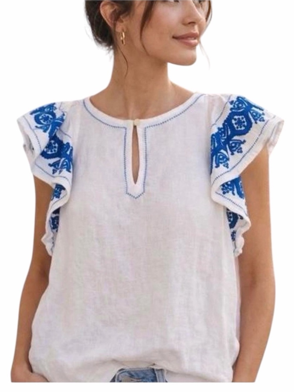 NWT J.Crew White Linen Top